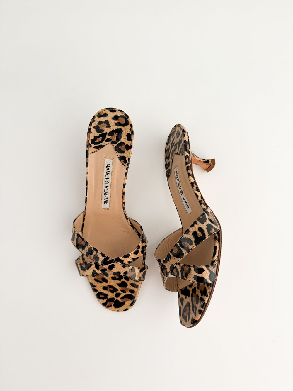 Manolo Blahnik Leopard Print Sandal Heels (US 7.5 / IT 38) — sororité.